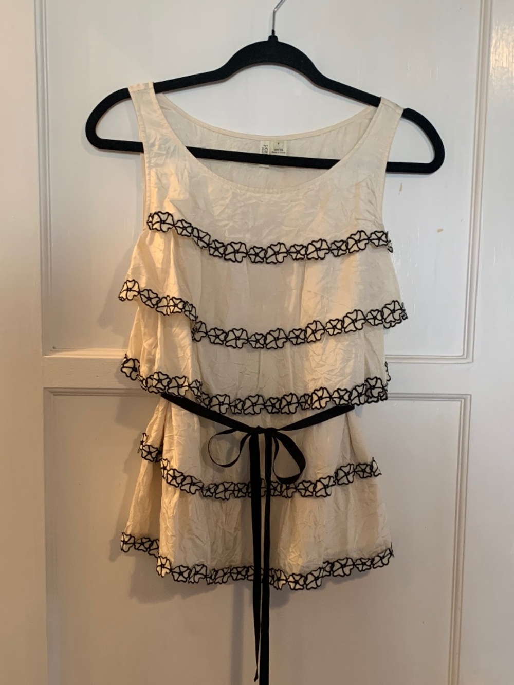 J. Crew Ivory Tiered Silk Top